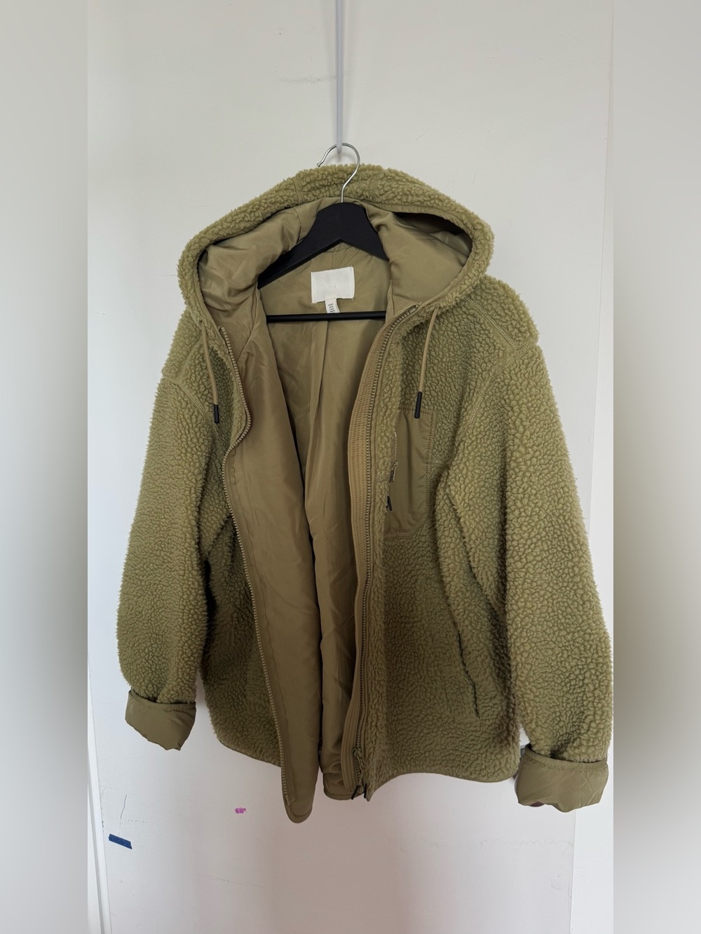 H&M Olive Green Sherpa Hooded Jacket